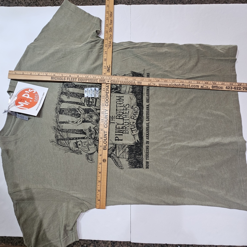Piney Bottom Brothers Jug Band Mens L TShirt Olive Green New Bluegrass Music - Picture 3 of 10